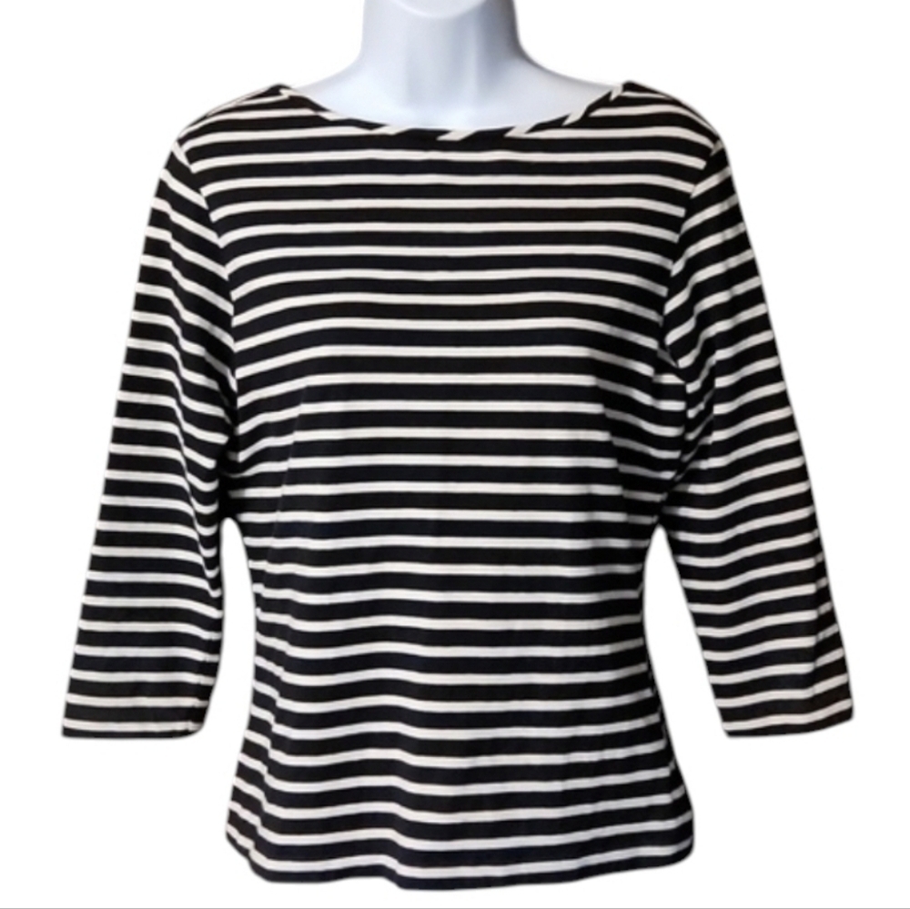 Anne Klein Black and White Striped Top
